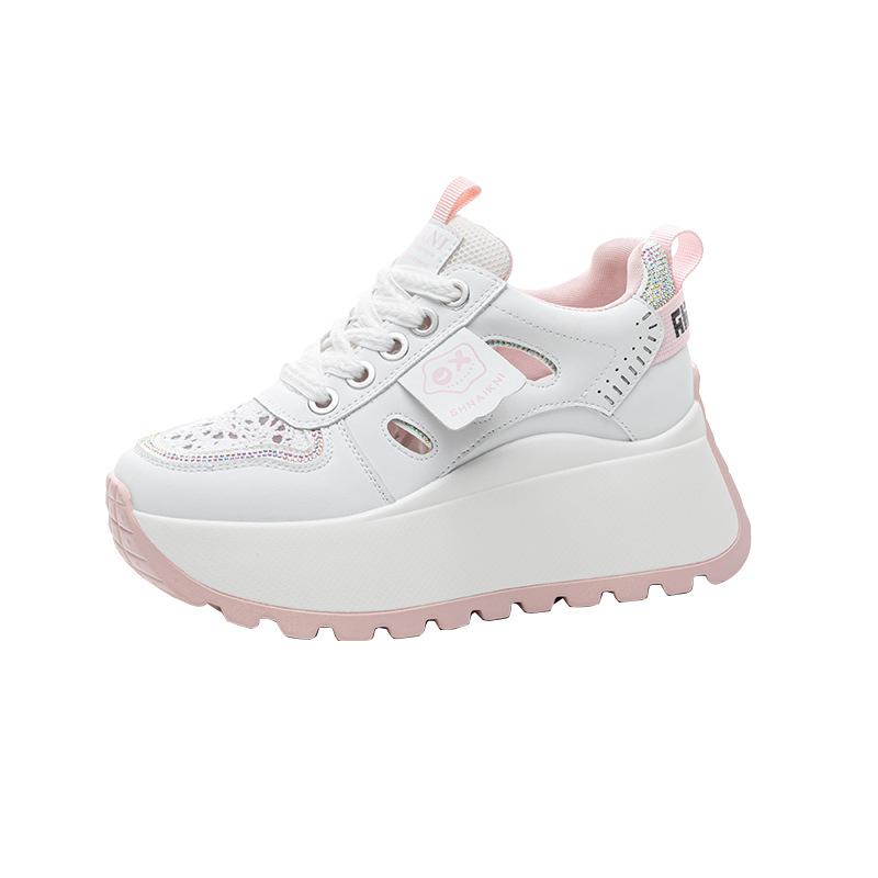 2025 summer new shoes versatile platform white shoes heightening women's shoes breathable feet small women's casual shoes