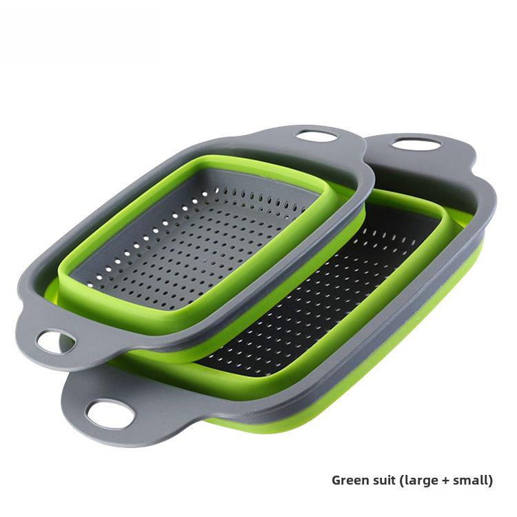 Collapsible Square Drain & Fruit Basket 2-Piece Set