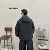 Mens Hooded Cargo Jacket Casual Solid Outerwear Windbreaker Hiking Coat