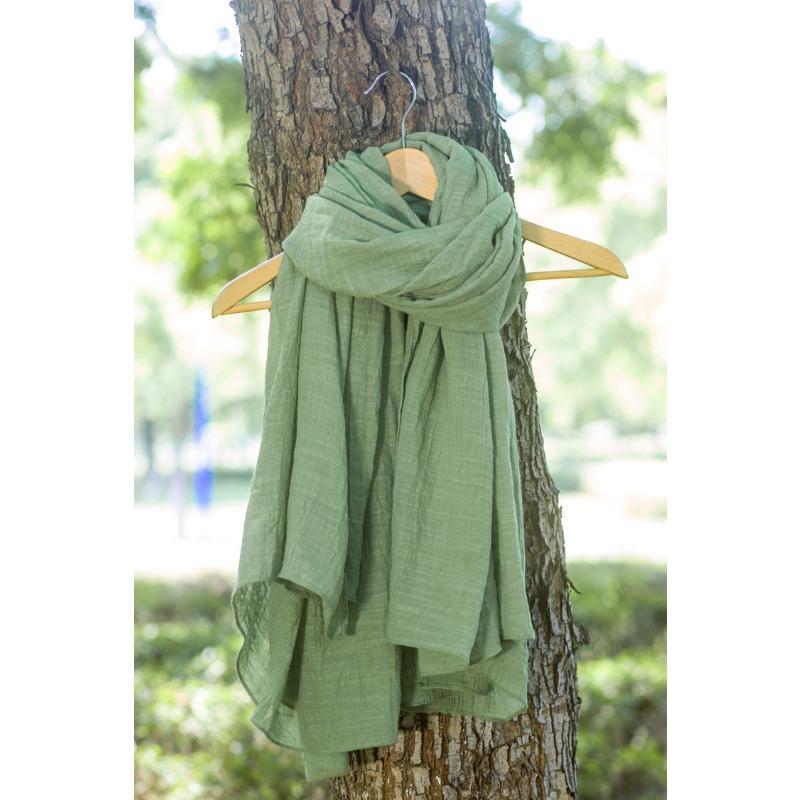 Linen Cotton Bamboo Joint Plain Scarf Solid Color Japanese Literary Women'S Yarn Oversized Warm Scarf