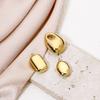 1pc 304 Stainless Steel Charms 3D Oval Rectangle Small Pendant 14K Gold Plated Necklace Charm for Jewelry Making Women Findings