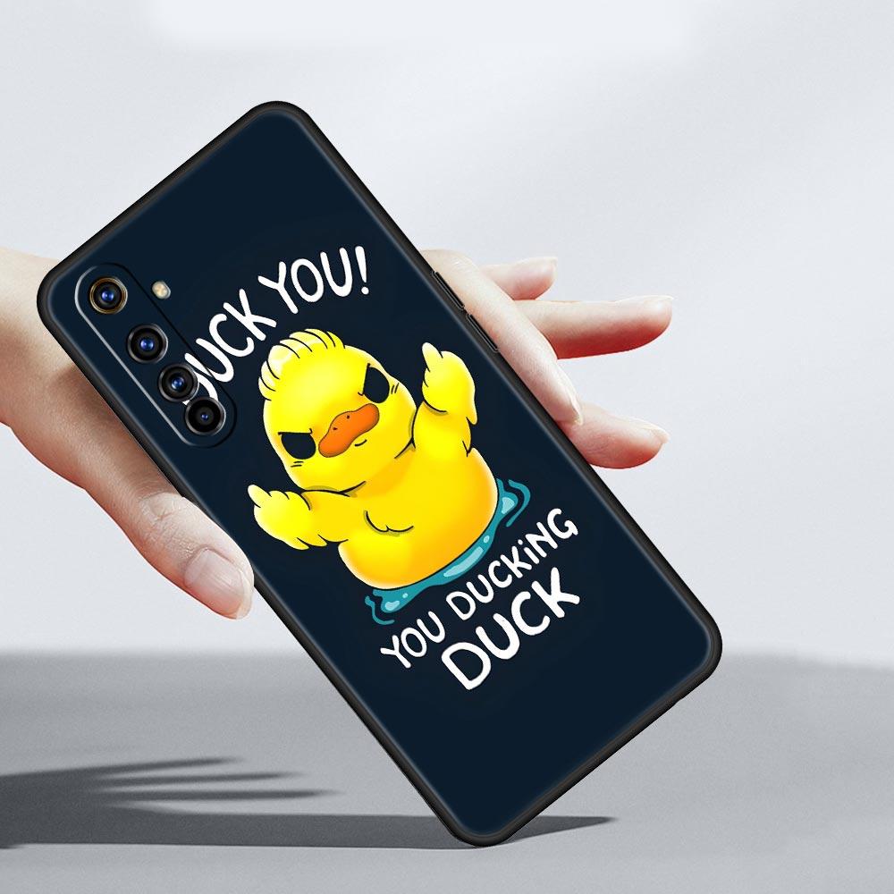 Cartoon Duck Case For Realme C67 C63 C55 C53 C35 C25 C21 GT 2 3 5 6 10 11 12 13 Pro Plus 5G Soft TPU Phone Cover Fundas Capa Bag