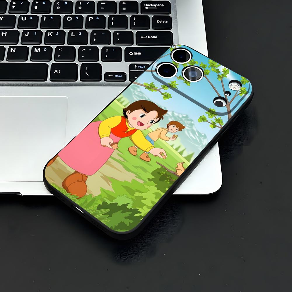 Heidi Cartoon Phone Case For IPhone 17 Air 16 E Pro Max 15 14 13 Mini 12 Pro 11 Max Plus Black Soft Shell