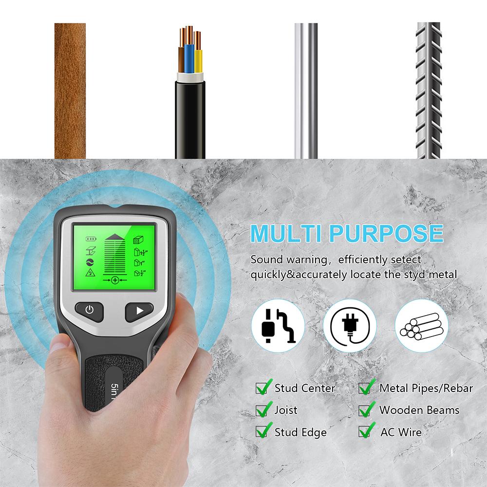 HW430 5in1 Wall Stud Detector LCD Display Multifunctional Handheld for Wood AC Wire Cable Metal Detector Electric Wall Finder Sc