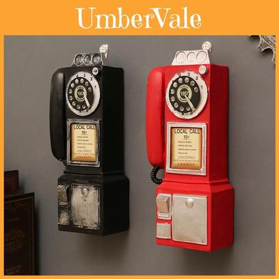 Retro Resin Telephone Wall Decor Vintage Desk Ornament For Home Office Gift