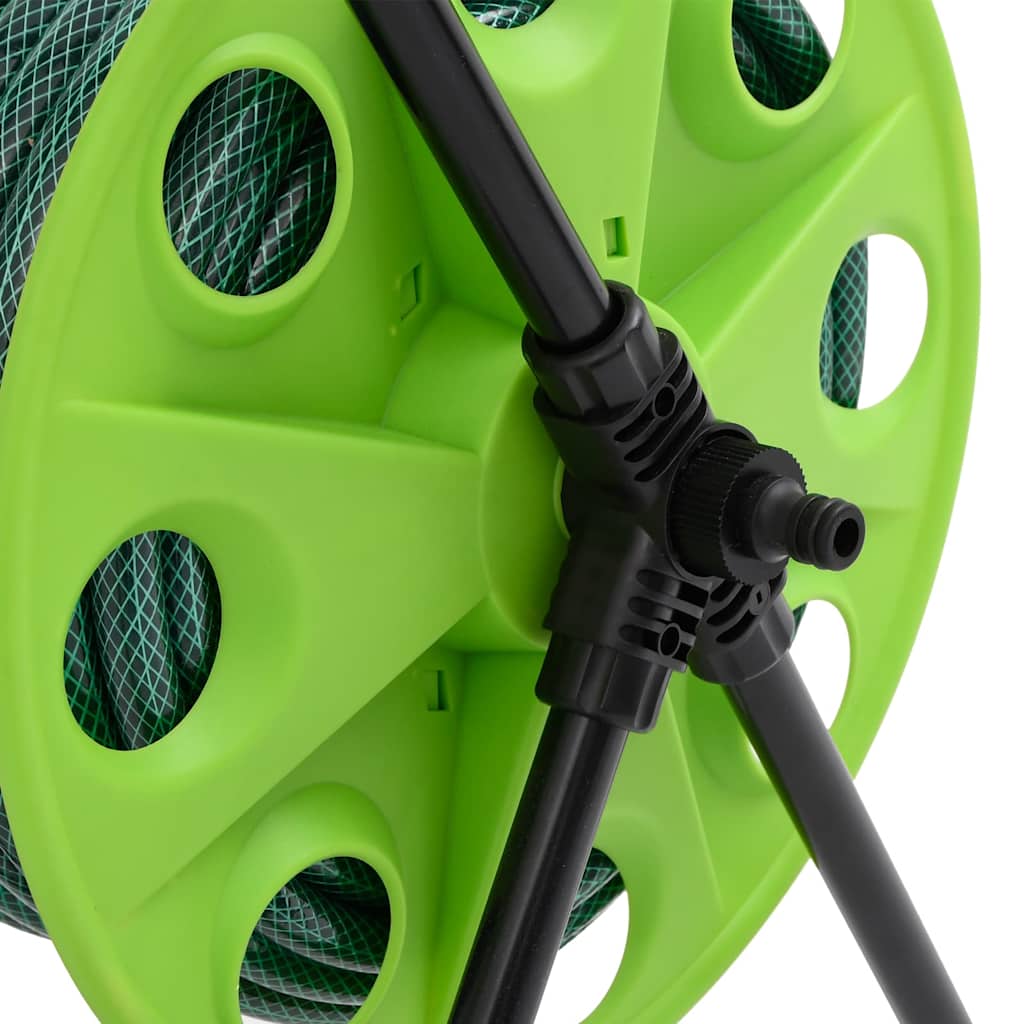 Hose Reel with 0.75  (19 mm) Hose Connection Set 30 m PVC Green Hose
