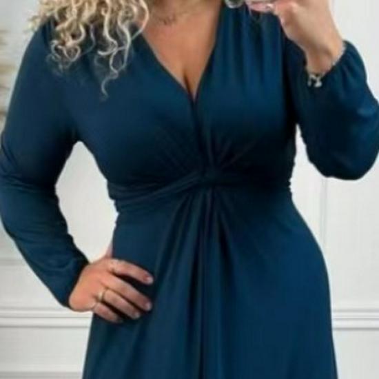 2024 Spring/Summer Elegant Waist-Cinching Long-Sleeved A-Line Dress with Slimming Effect