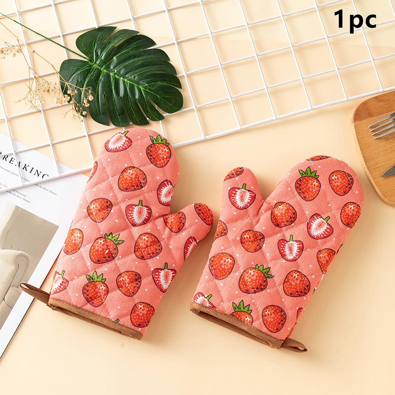 Thickened Oven Gloves Set, Anti-Scalding, Simple Cotton And Hemp, Microwave Oven Glove, Baking, Cooking, Kitchen