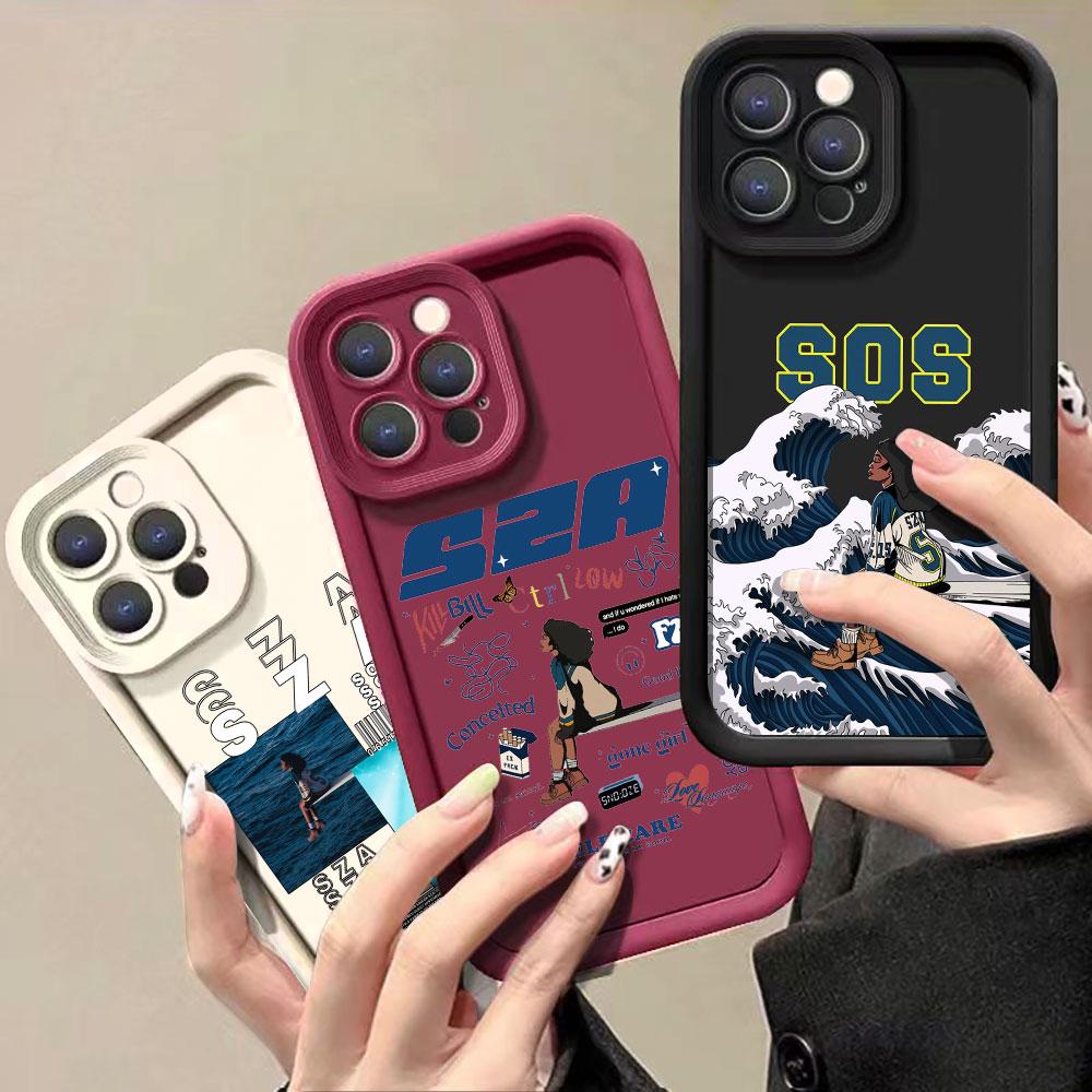 Liquid Silicone Shockproof Case For Apple iPhone 15 14 13 12 11 Pro Max 7 8 16 X S 14 15ProMax Phone Case Singer SZA SOS Cover