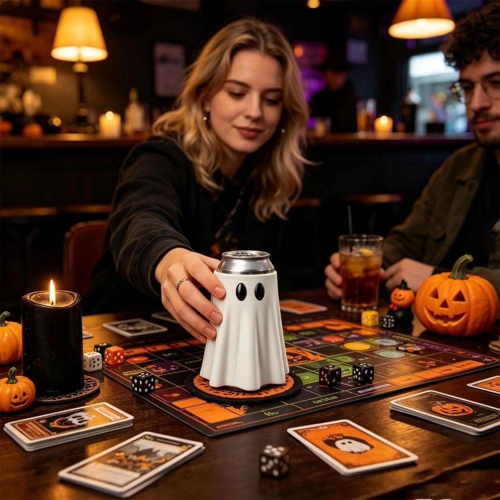 Spooky Beverage Can Cover 12 Oz Ghost Beverage Sleeve Party Supplies Beer Can Stand  Party Gift