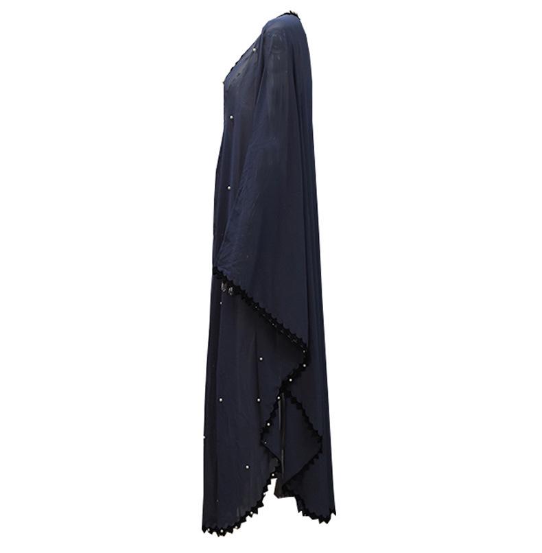 Women's Trendy Lace Patchwork Beaded Tie-Up Long Sleeve Cardigan Robe