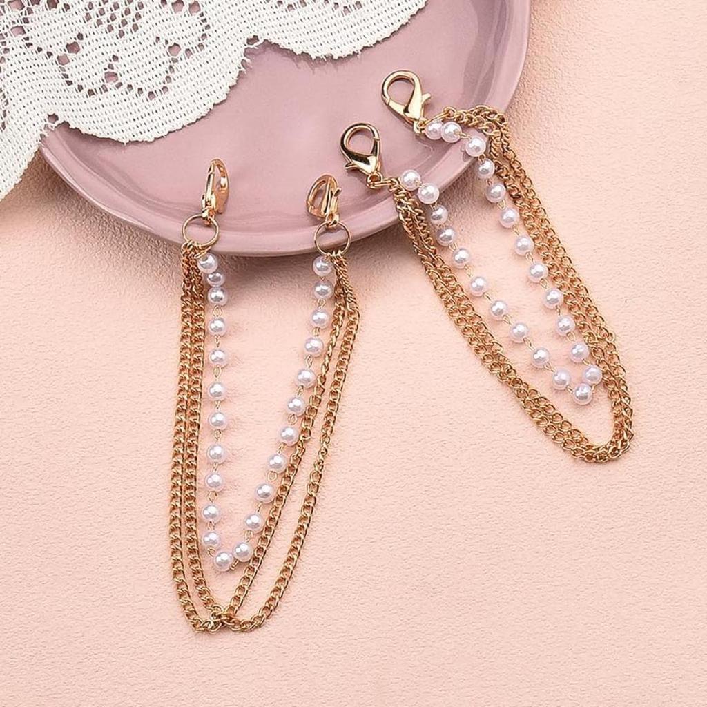 Imitation Pearl Chain Anklet for Women's Martin Boots & Canvas Shoe Accessories