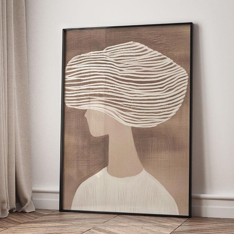 Striped Girl Coffee Vase Flower Abstract Posters Prints Wall Art Canvas Painting Hotel Bar Wall Pictures For Living Room Decor