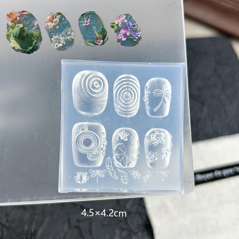 3D Silicone Nail Mold Flower Peacock Chinese Style Relief Transparent Manicure Design Tool DIY Nail Art Decoration