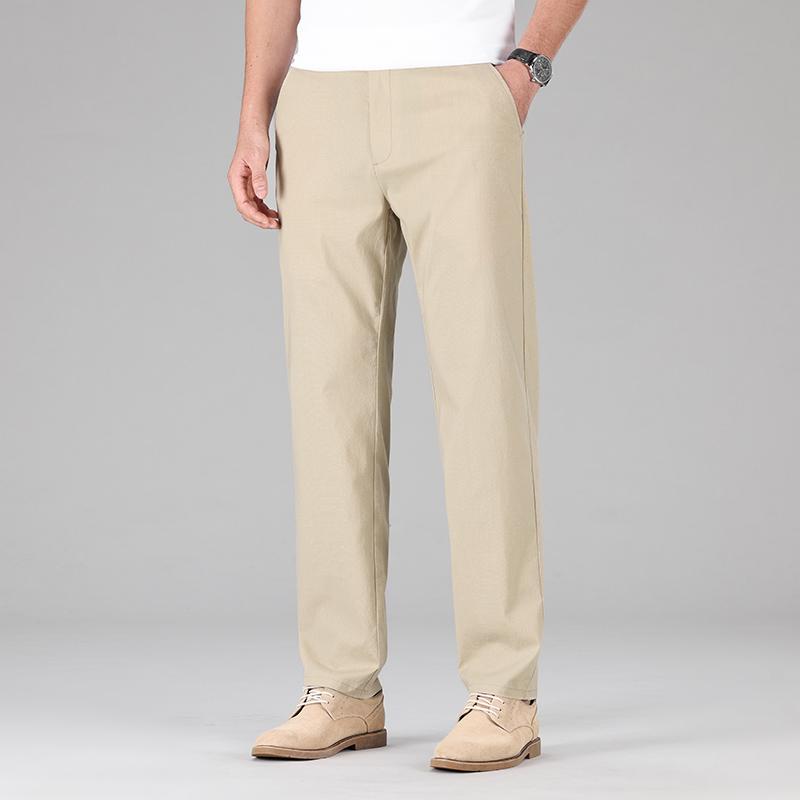 

Уютные весенне-летние тонкие мужские льняные хлопковые повседневные брюки классические свободные прямые дышащие брюки с высокой талией для офиса 42 жёлтый