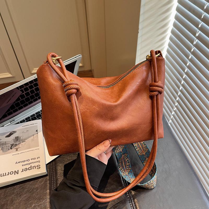 Yogodlns Lässige Modische Damen Schultertasche Einfacher Urbaner Stil PU-Material Große Kapazität Tägliche Kombination Crossbody Boston Tasche