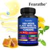 Alles-in-één Zeealgen Zwarte Komijnzaadolie, Kurkuma Capsules, 120 Vegetarische Capsules