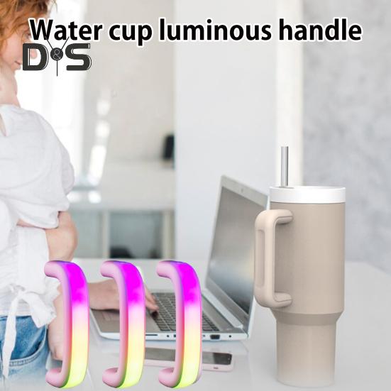 LED Light-Up Cup Handle for 30oz/40oz Rechargeable Waterproof Glow Grip with 6 Color Modes & 7H Runtime Night Light Cup Accessory