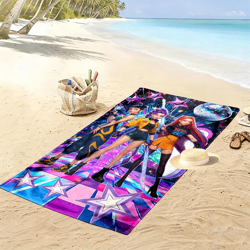 1 Stück Kpop Dämonenjäger Strandtuch, Weiches Strandtuch Geeignet für Strand Schwimmen, Outdoor Camping und Reisen
