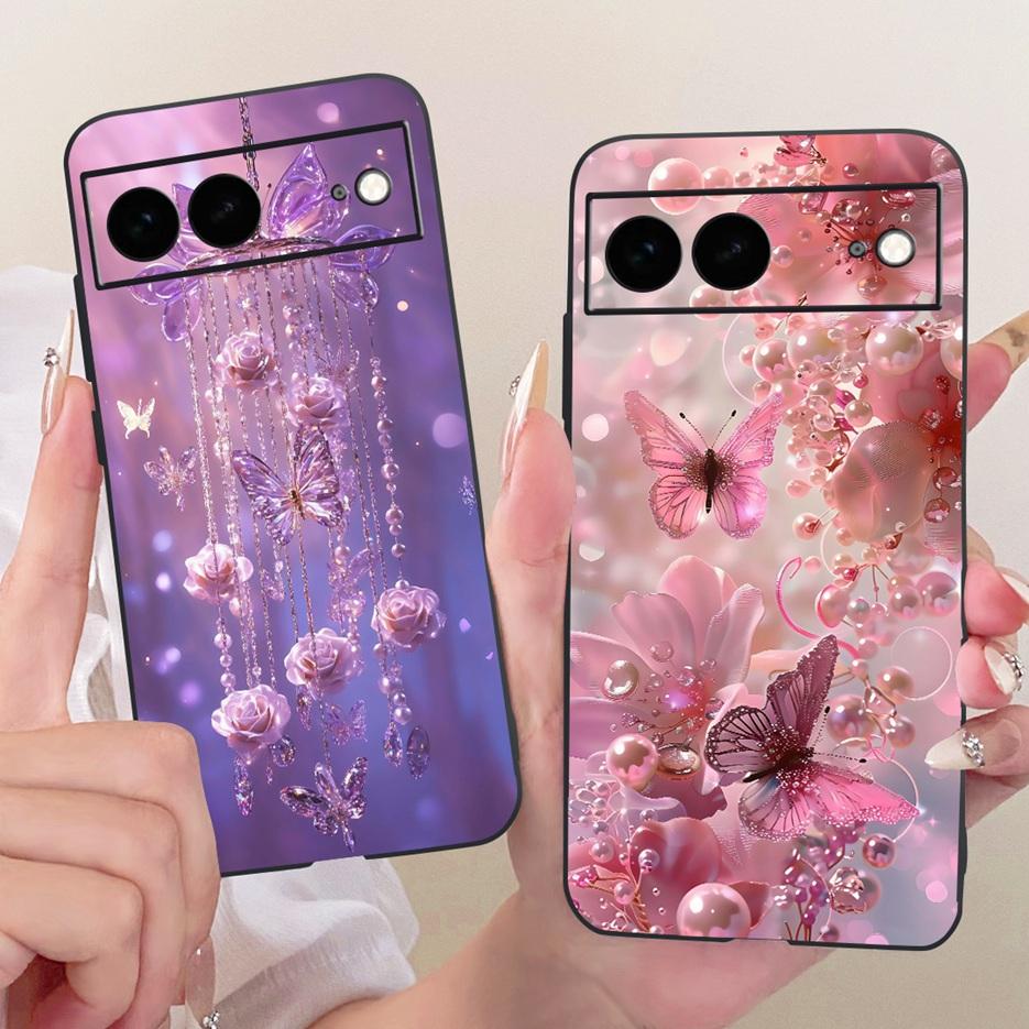 For Google Pixel 7A Case Pixel7 Pro Luxury Flower Butterfly Painted Cover Soft Silicone Case For Google Pixel 7 Pro Pixel7A Bags