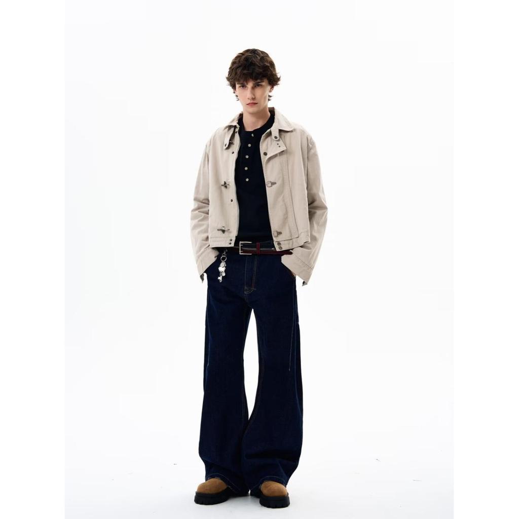 Jachetă casual de toamnă pentru bărbați cu nasturi metalici și cataramă cu cârlig