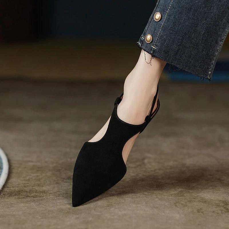 Fashion NEW Summer Women Sandals Pointed Toe Thin Heel Shoes Sexy High Heels Elegant Sheep Suede Leather Shoes for Women Party Shoes
