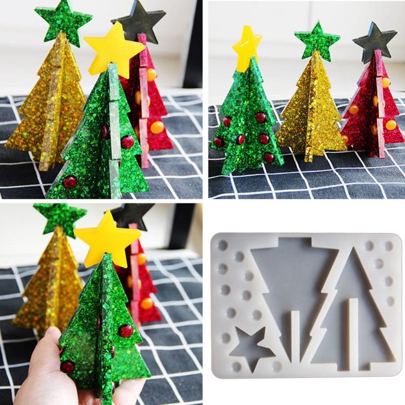 Christmas Tree 3D Puzzle Ornament Silicone Mold Perfect for Handcrafting Christmas Decorations for Home or Office