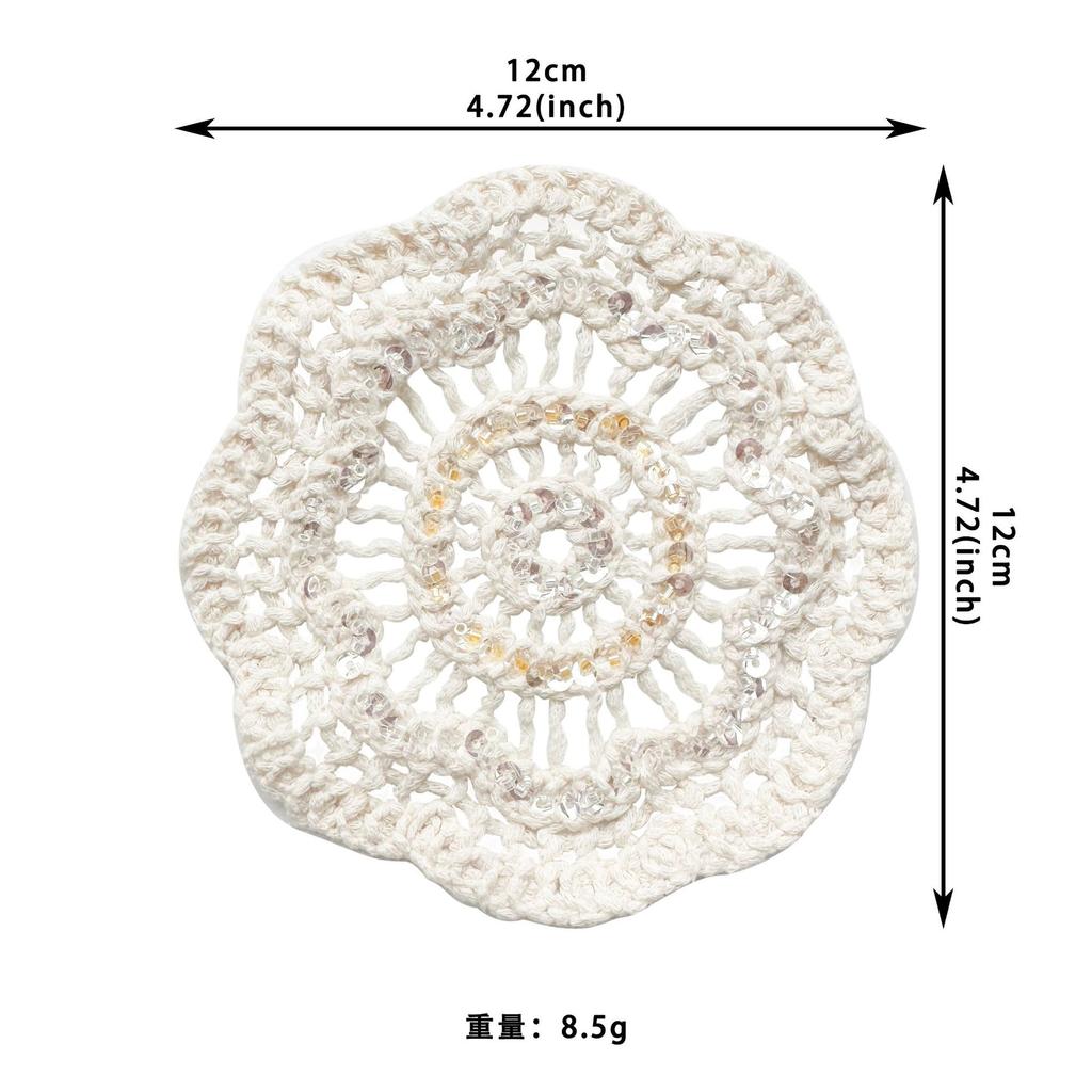 Apricot Hollow Cotton Thread Woven Sequins Embellishment Cloth Sticker Clothing Luggage T-Shirt Top Accessories Patch Cloth Sticker Accessories