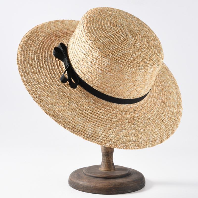 sale Top Quality Classical Summer Beach Hat Wide Brim Straw Boater Canotier Sun Hats for Women 56-58cm