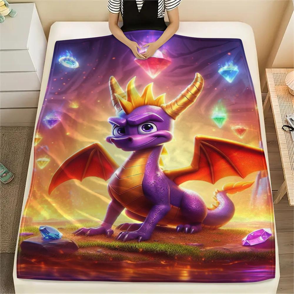 

1PC Spyro the Dragon Print Flannel Blanket, High quality Comfortable for All Seasons, Home Decor, Warmth and Comfort, Perfect for Christmas Gifts177 80cm x 120cm