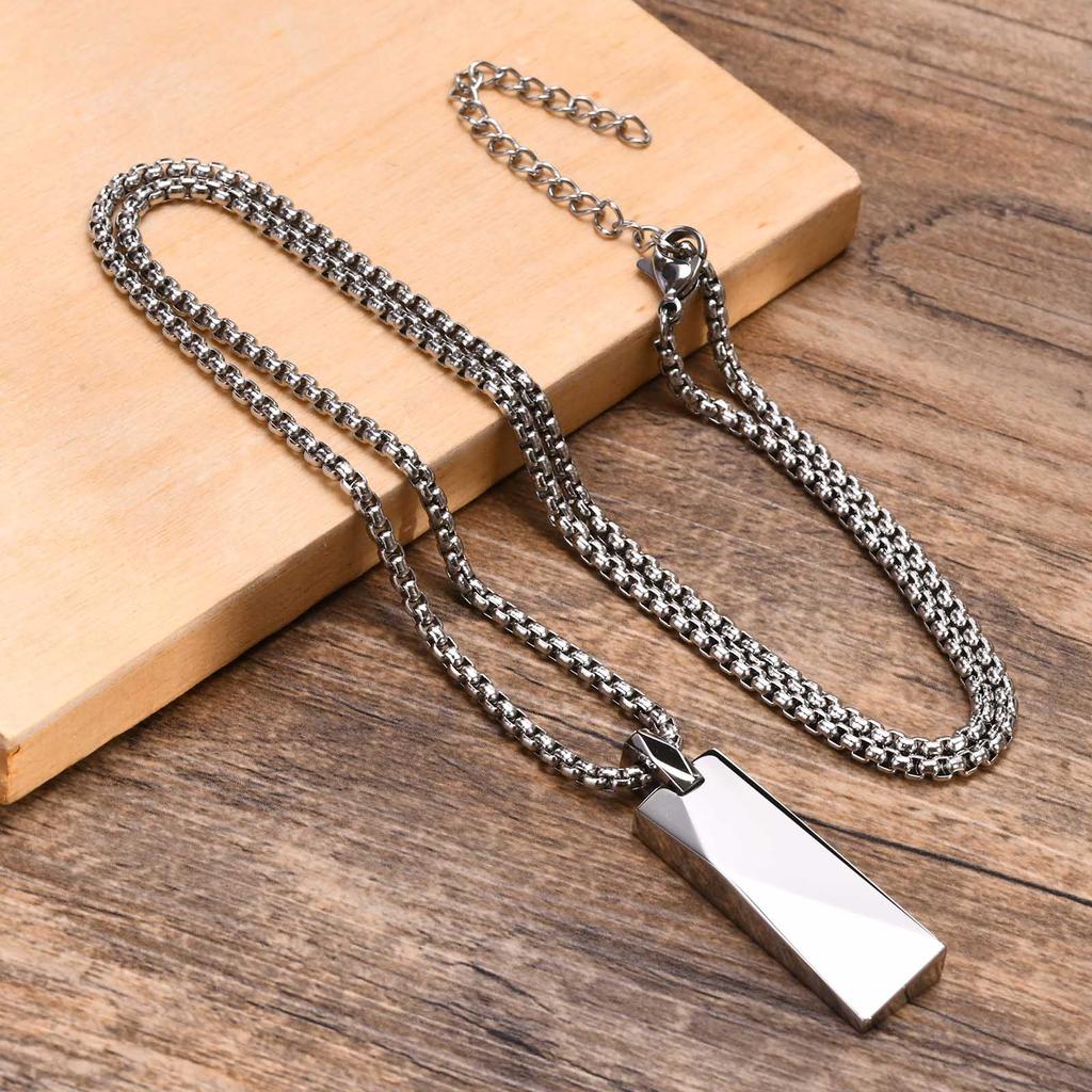 Rectangle Bar Pendants Necklaces for Men Stainless Steel Geometric Neckchain Minimalism Simplicity Collar Chain Jewelry for Him