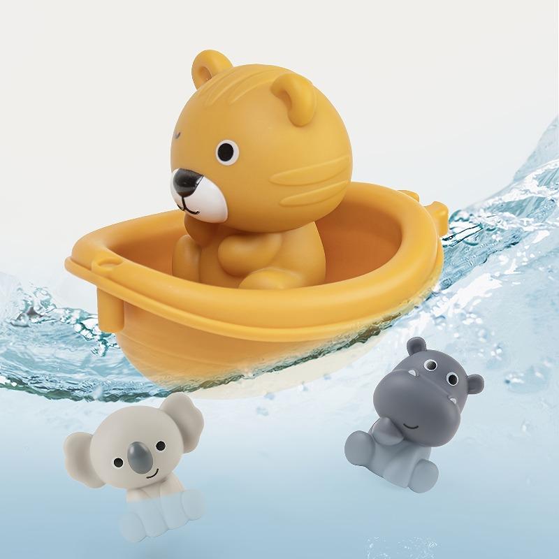 1/3Pcs Kids Bath Toys, Floating Animal & Stacking Boat Design, Squeeze Finger Puppets, Perfect for Holiday Gifts.