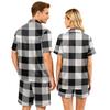Couple Pajama Set Short Sleeve Button Down Shirt and Shorts Sleepwear Soft Casual Lounge Wear S-XXXXL