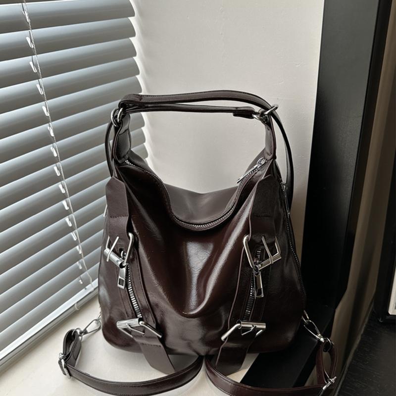 

Рюкзак женский большой вместимости в простом стиле, модная сумка-тоут для колледжа для занятий, трендовый рюкзак на двойном плече, студенческий рюкзак CLE 24x12.5x21cm кофейный