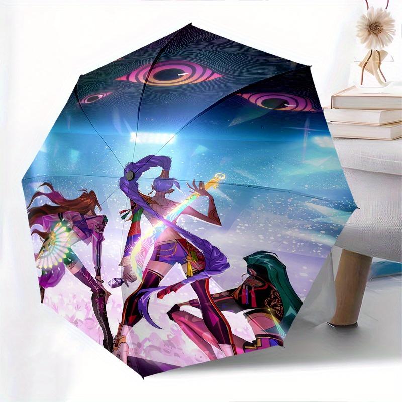 Ombrello pieghevole KPop Demon X con apertura e chiusura automatiche, telaio a 8 stecche e design compatto da viaggio, perfetto per tutte le occasioni | Elegante
