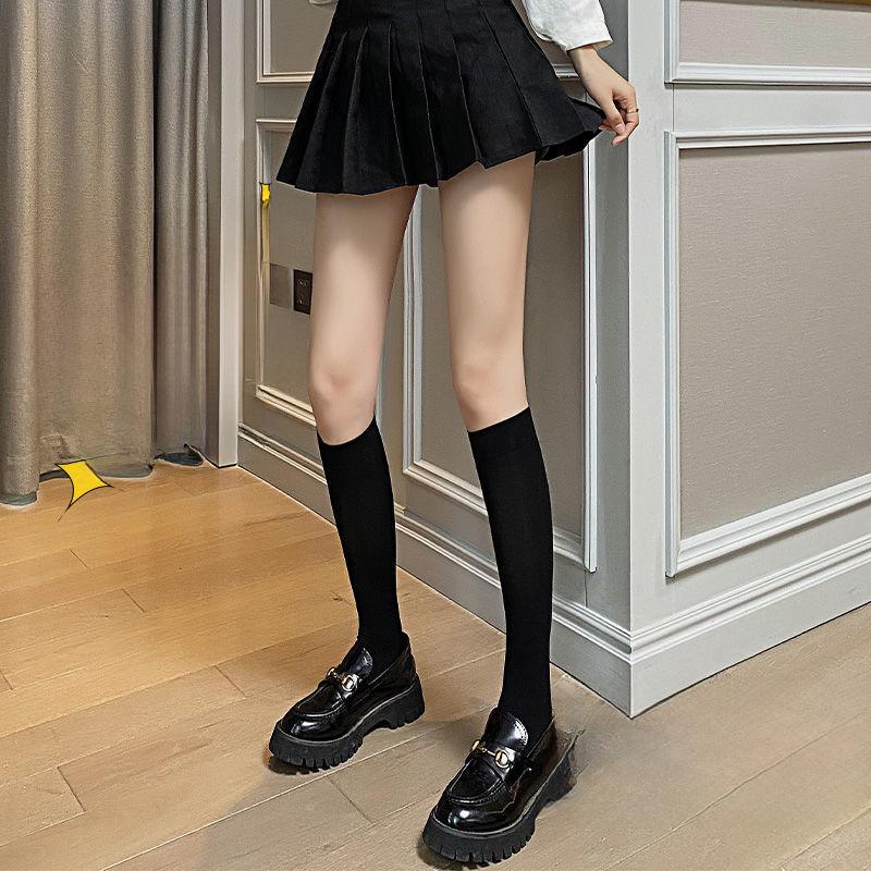 Women's Black Over-the-Knee Compression Socks - Pure Cotton, Autumn/Winter Style