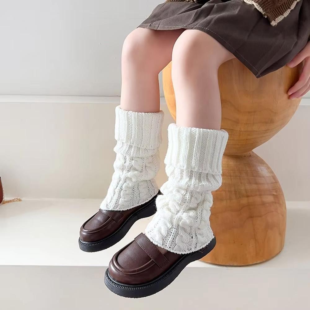 Scaldamuscoli per bambini, calzini lavorati a maglia intrecciati Lolitas, copripiedi caldi per bambine, calzini carini e dolci, calze lunghe