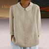 Women Shirt Doll Collar 3/4 Sleeve Pullover Tops Solid Color Loose Fit Thin Shirt Tops Casual Daily Wear