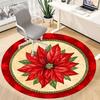 1pc Christmas Poinsettia Chair Carpet for Office, Round Non-Slip Durable Large Size Office Carpet, Suitable for Office, Beautiful Decoration