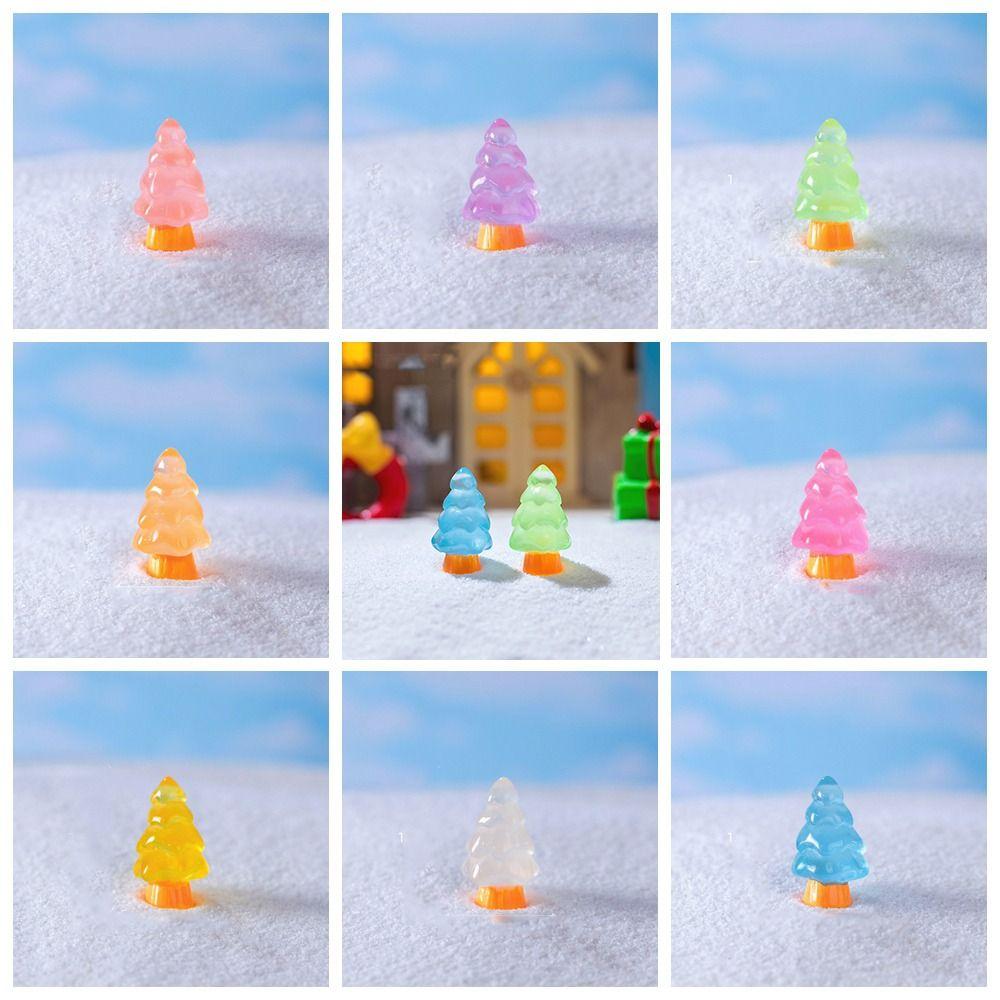 10pcs/Set Cute Xams Tree Miniatures Mini Noctilucent Christmas Ornaments Home Decor