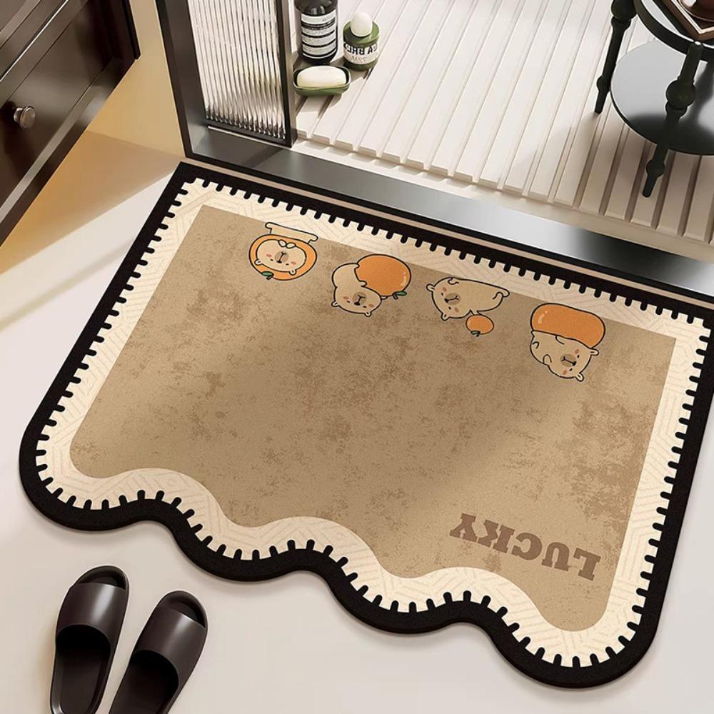Cartoon Animal Bathroom Mat Anti Slip Door Mat Stain-resistant Puppy Absorbent Mat  Wet Areas