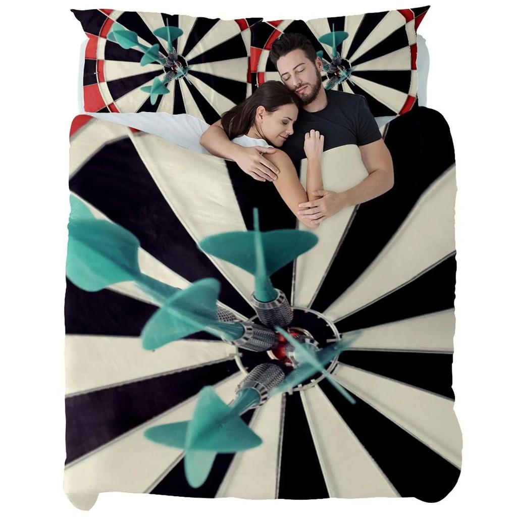 Dartscheibe Bettbezug Set Dartscheibe Bettwäsche Sets Hautfreundlich Blitz und Flamme Bettdeckenbezüge Set Queen Bettbezug 3-teilig