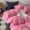 Solid Color Mixed and Matched Washed Cotton 4-piece Set Bed Sheet 4-piece Bed Hat Four-piece Set Simple and Comfortable