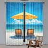 2Pcs Coastal Curtain 2 Chairs And Caribbean Sea Under Umbrella Suitable For Bedroom Bathroom Living Room Dining Room
