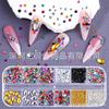Flat-Bottom Irregular Rhinestones & Steel Beads Nail Art Set - 12-Grid Boxed Accessories