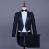 Men's Black and White Rhinestone Tailcoat for Magician, Singer, or Conductor - Formal Performance Wear