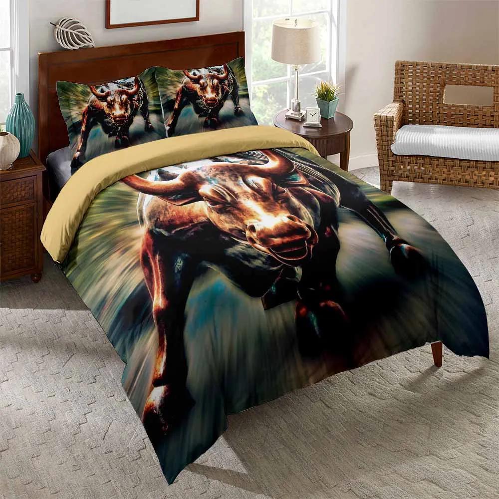 

Print Bull Bedroom Set Bedding Duvet Cover Sets Home Bed Linens 228x228cm Gold Bedding Set Teen Girl Bedding Set Dropshipping EU single(135x200cm)