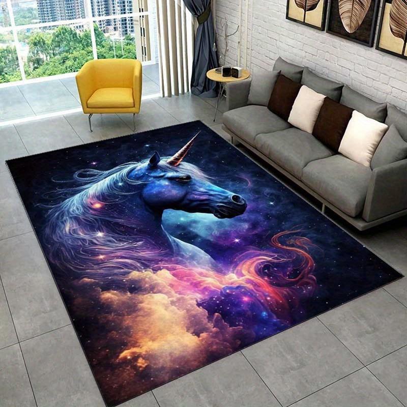 Galactic Unicorn Rug for Fantasy Themed Rooms | Space Nebula Carpet | Magical Home Decor Accessories Skid resistant carpet