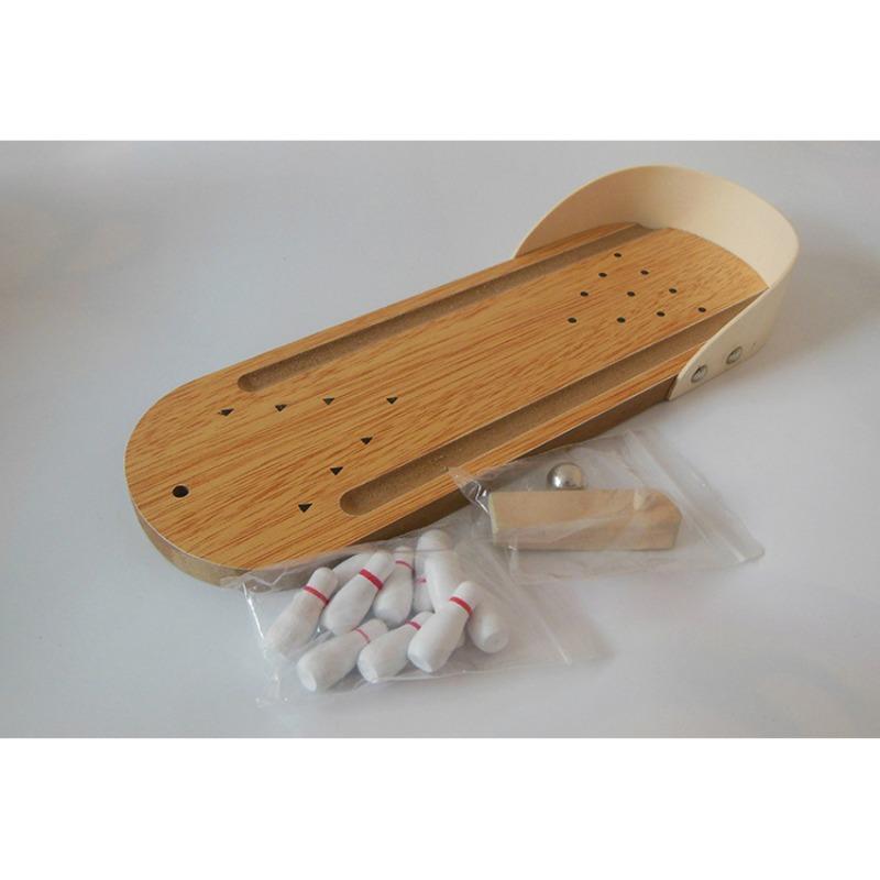 1SET Mini Bowling Table Games Wooden Children's Educational Innovative Toys Solid Wood Parent-Child Fun Balls