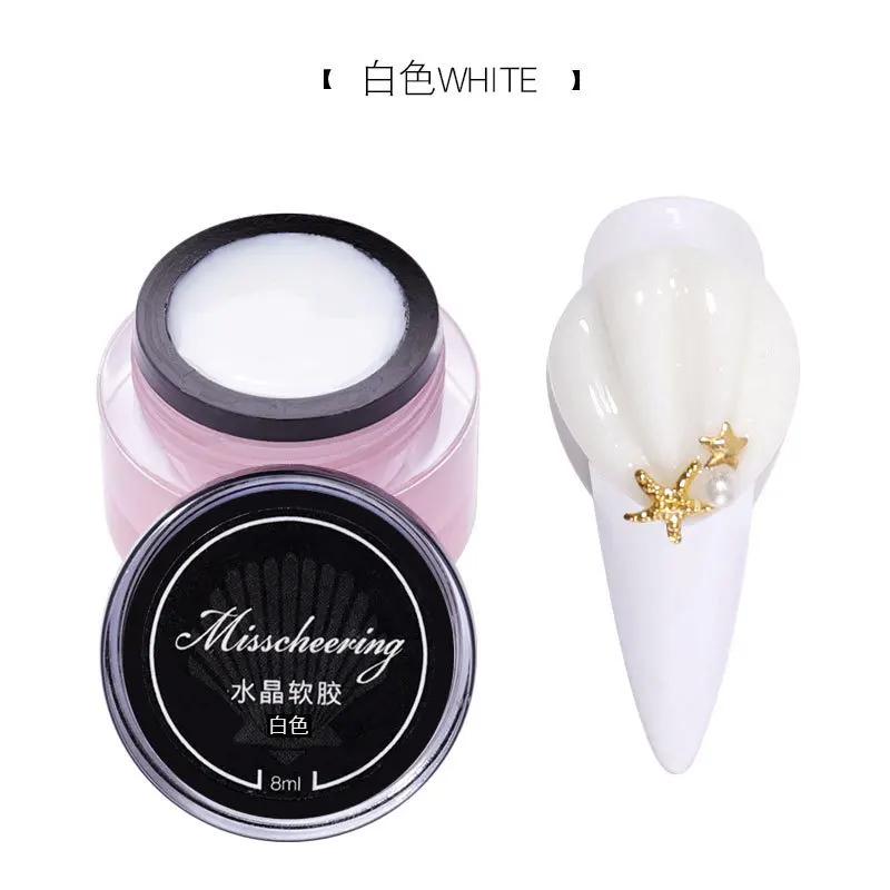 Antiaderente Mano Solido Intaglio Colla Bianca Trasparente Argilla 3D Adesivo Morbido Polvere da Strofinare Strumento Adesivo Manicure Gel UV Decorazione Rilievo